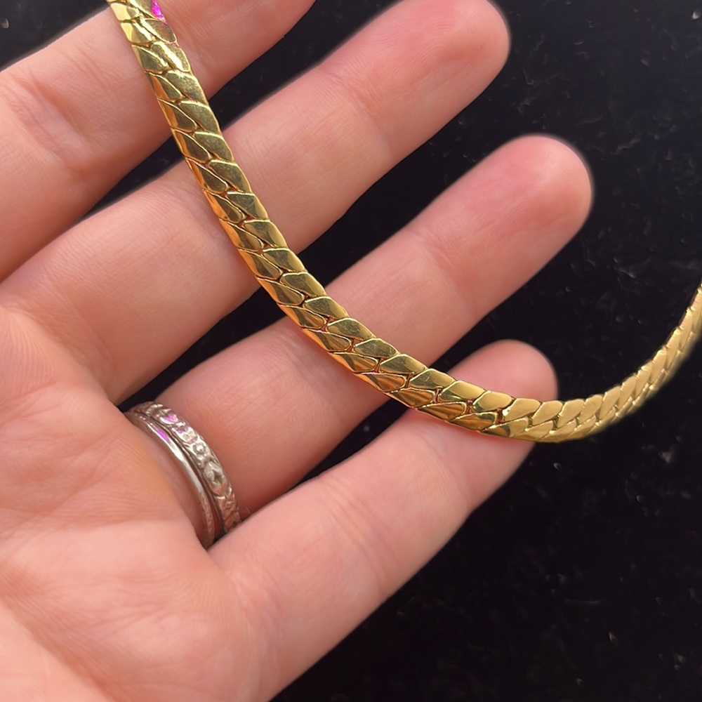 Detailed Vintage Goldtoned Choker Braided Chain Necklace Duo Monet and Unmarked - Picture 5 of 6